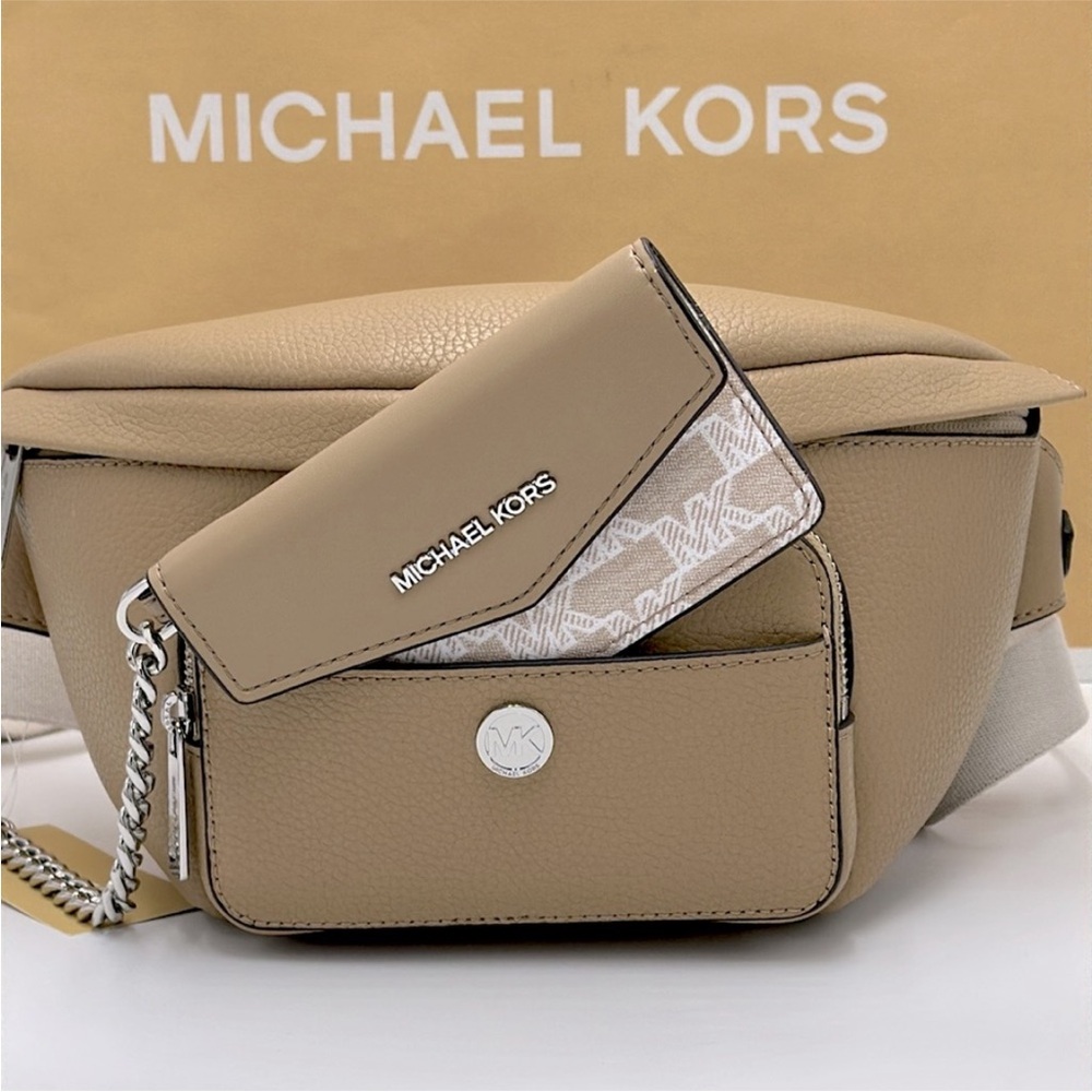 Michael Kors Maisie Large Pebbled Leather 2-in-1 Sling Fanny Pack Waist Belt Bag - Picture 7 of 16
